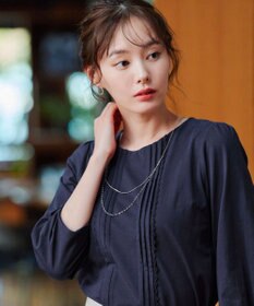 Tiaclasse 【洗える】ピンタックレースカットソーTブラウス