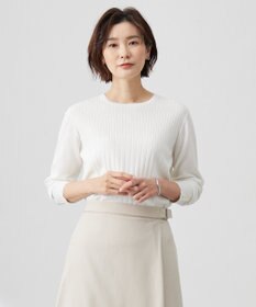 J.PRESS LADIES L 【洗える】Cotton Acetate ストライプ ニット プルオーバー