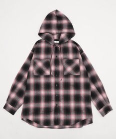 WEGO 【25年秋冬新作】チェックフードBIGネルシャツ