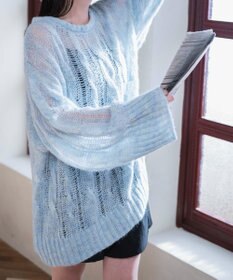 WEGO ケーブルメッシュメランジニット