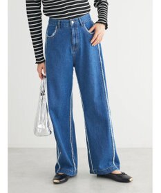 Green Parks ・Ｄｏｕｂｌｅ　Ｆｌａｇｓフリンジラインストレートデニム