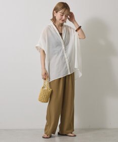 AMERICAN HOLIC イージーケア 接触冷感フレンチスリーブギャザーシャツ