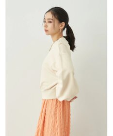 earth music&ecology クルーネック袖シャーリングスウェット