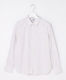 J.PRESS LADIES BEZコットンナイロン ストライプ シャツカラー ブラウス