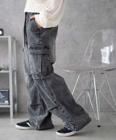 WEGO 【XS～Mサイズ展開/ウエストゴム 】デニムイージーパラシュートカーゴパンツ