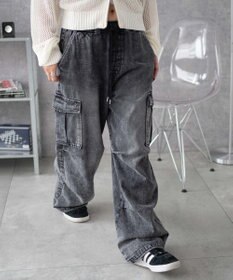 WEGO 【XS～Mサイズ展開/ウエストゴム 】デニムイージーパラシュートカーゴパンツ
