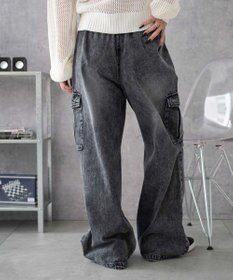 WEGO 【XS～Mサイズ展開/ウエストゴム 】デニムイージーパラシュートカーゴパンツ