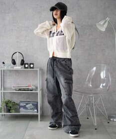 WEGO 【XS～Mサイズ展開/ウエストゴム 】デニムイージーパラシュートカーゴパンツ