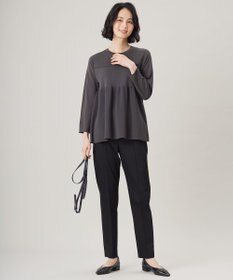 自由区 L 【洗える】ドライコットンハイゲージペプラム ニット