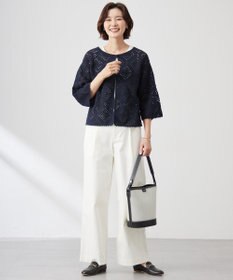 J.PRESS LADIES 【洗える】20チノストレッチ ワイドパンツ