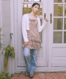 earth music&ecology フロントリボンチェックミニキャミワンピース