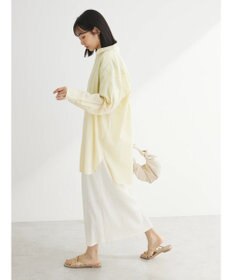 Green Parks 綿麻混タブ付オーバーサイズシャツチュニック