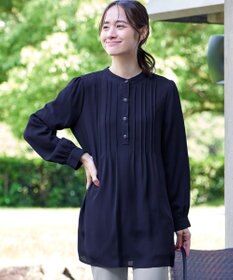 Tiaclasse 【スマート裏起毛・新色追加】 ピンタックシャツチュニック