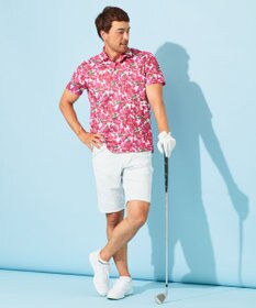 23区GOLF 【MEN】【接触冷感・UVケア・吸水速乾】ブーゲンビリア柄 ポロシャツ