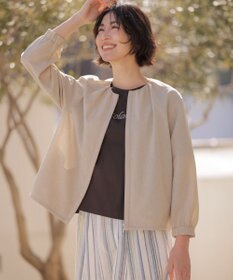 J.PRESS LADIES L 【人気素材・季節の変わり目に】BREEZE COOL トロ ノーカラー ブルゾン