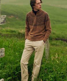 JOSEPH ABBOUD 【インポート素材/ふわふわ】ブークレー  ハイネック  ジップ プルオーバー ニット