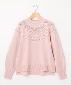 組曲 【WEB限定カラーあり】透かし編みバルキーハイネックニット