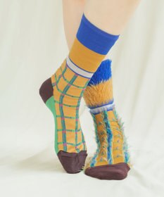 COQ BLOCK FLAG チェック リバーシブルファーソックス
