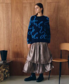 YECCA VECCA ラメティアードギャザースカート