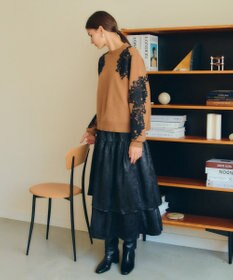 YECCA VECCA ラメティアードギャザースカート