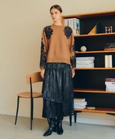 YECCA VECCA ラメティアードギャザースカート