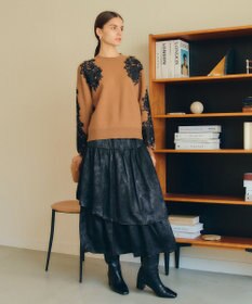 YECCA VECCA ラメティアードギャザースカート