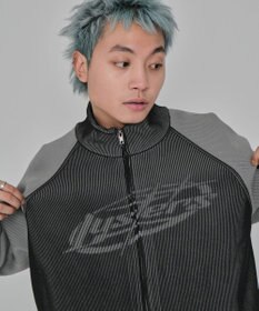 WEGO 【ユニセックス着用ITEM/MLサイズ展開】ラグラングラフィックニットブルゾン