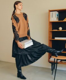 YECCA VECCA ラメティアードギャザースカート