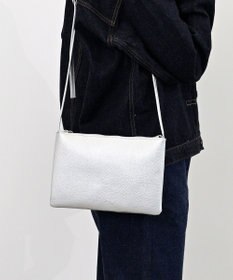 Hekhèr Le Style de Vie 新素材・新色追加【日本製】シュリンクレザー スクエアショルダーバッグ シルバー