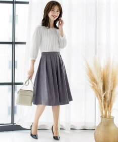 Tiaclasse 【洗える】ブラウスドッキングツイードワンピース