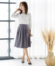 Tiaclasse 【洗える】ブラウスドッキングツイードワンピース