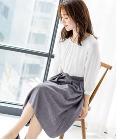 Tiaclasse 【洗える】ブラウスドッキングツイードワンピース