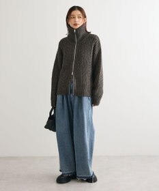 Green Parks 衿付きケーブルｚｉｐカーディガン