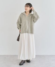 Green Parks 衿付きケーブルｚｉｐカーディガン