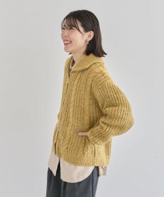 Green Parks 衿付きケーブルｚｉｐカーディガン