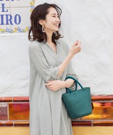 Tiaclasse 【洗える】 麻調Aラインシャツワンピース