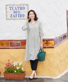 Tiaclasse 【洗える】 麻調Aラインシャツワンピース