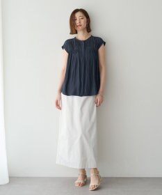 YECCA VECCA <<接触冷感>>フレンチスリーブギャザーブラウス
