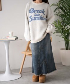 WEGO ロゴジャガードフラッフィーニット