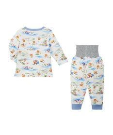 MIKI HOUSE HOT BISCUITS 【80-120cm】 リゾートビーンズ 腹巻き付き タック天竺素材 長袖パジャマ