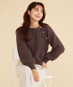 Feroux 【洗える】金釦ケーブル ニット