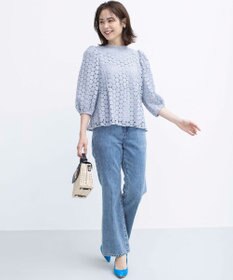 組曲 S 【WEB限定】フラワーレース ペプラムトップス