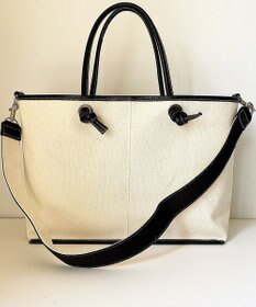 Hekhèr Le Style de Vie 【日本製 / A4サイズ対応/2WAY】コットンキャンバス×シュリンクレザー ノットトートバッグ large