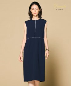 BEIGE， 【セットアップ対応】CINDY / 配色ライン クルーネックドレス