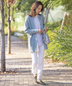 J.PRESS LADIES 【洗える】ORGANIC GASS COTTON キーネック カーディガン