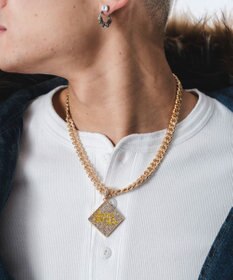 WEGO Mモチーフラインストーンネックレス