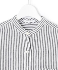 23区 【WEB限定カラーあり/洗える】LIBECO バンドカラー ビッグシルエット シャツ