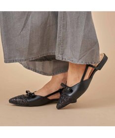 MODE ET JACOMO <carino>グリッターコンビフラットシューズ