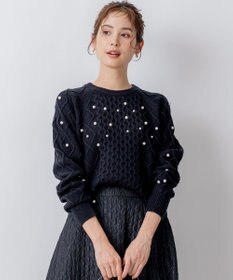 組曲 【WEB限定】パール釦ケーブル ニット