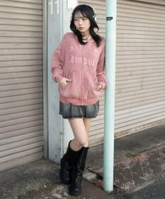 WEGO 【ユニセックス着用ITEM】ブリーチニットグラフィックZIPパーカー
